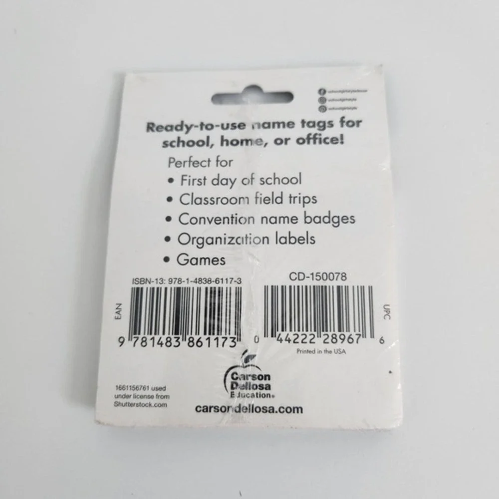 Schoolgirl Style Simply Boho Leaves Name Tags 40ct Greenery Labels CD-150078 NEW